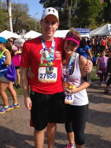 My Hubby Michael and I at the Miami Half Marathon in January 2013 (yes i call him hubby) 