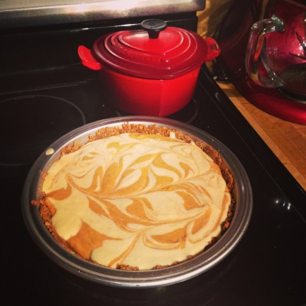 yeah that's a marbled pumpkin cheesecake with a homemade graham cracker crust #NoBigDeal